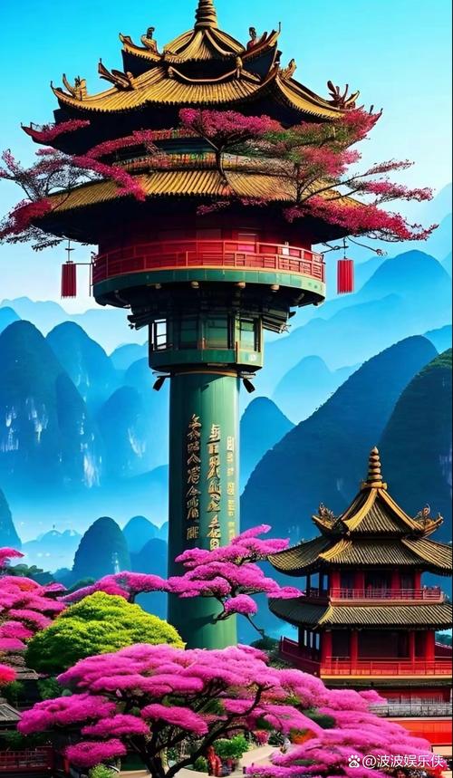 金色花海映红塔，风景如画美无涯